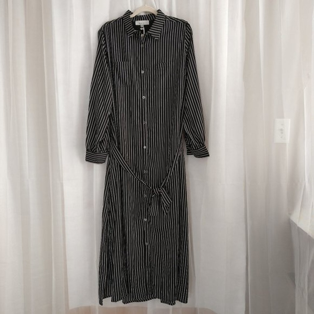 Adelyn Rae Womens Dress Black and White Striped Shirt Size‎ XXL New